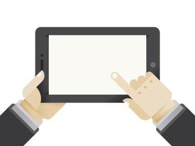 El tıklayarak tablet bilgisayar ekranı.