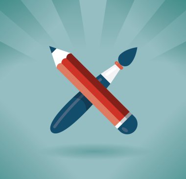 Çapraz kalem ve fırça.