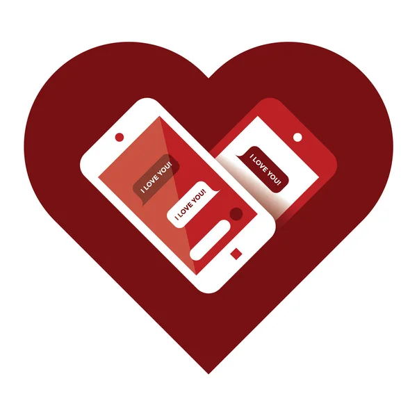 Teléfonos móviles con I love you sms — Vector de stock