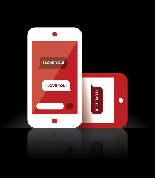 Teléfonos móviles con I love you sms — Vector de stock