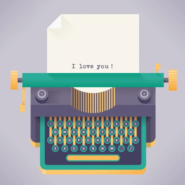 Vintage typewriter with I love you words — Stock Vector