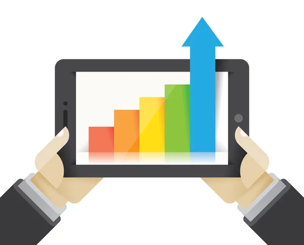 Növekedés bemutató grafikon tabletta számítógép — Stock Vector