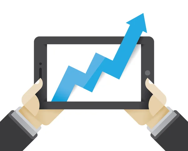 Növekedés bemutató grafikon tabletta számítógép — Stock Vector