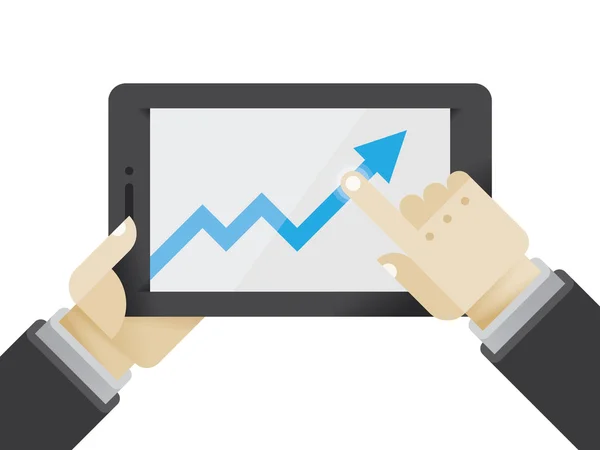 Graficul de prezentare a creșterii pe computerul tabletei — Vector de stoc