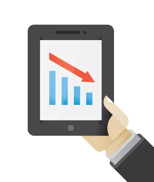 Recession graph on tablet computer — Stock Vector