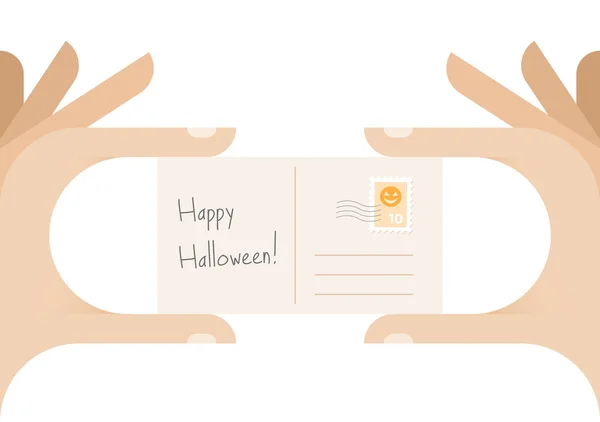 Mutlu Cadılar Bayramı kartpostal kabak ile — Stok Vektör