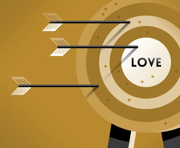 Me encanta Target con las flechas de ojo de buey. Conceptos: flechas de amor de Cupido golpeando símbolo del corazón humano, boda, matrimonio, compromiso, día de San Valentín, luna de miel, citas en línea, búsqueda de relaciones. — Vector de stock