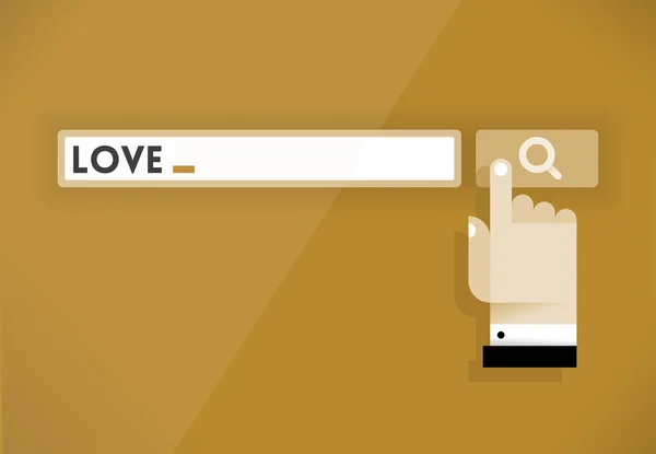 Hand cursor searching love. — Stock Vector