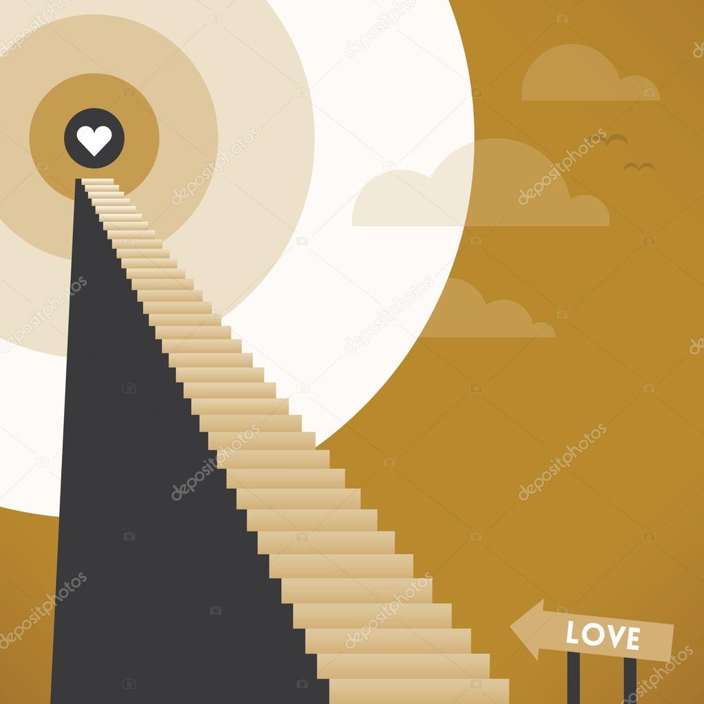Staircase with heart on the top.