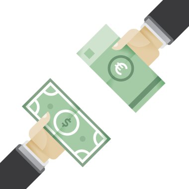 Dolar ve euro alış verişi işadamı eller.