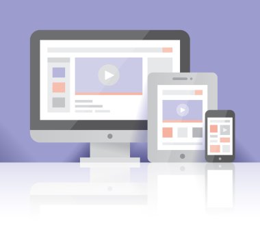 Bilgisayar, tablet, cep telefonu internet video / film ekranda. Konseptler: Youtube, Netflix, TV yayınları, haberler, Bulut hesaplaması, çevrimiçi koleksiyon, içerik sağlayıcı, HD televizyon