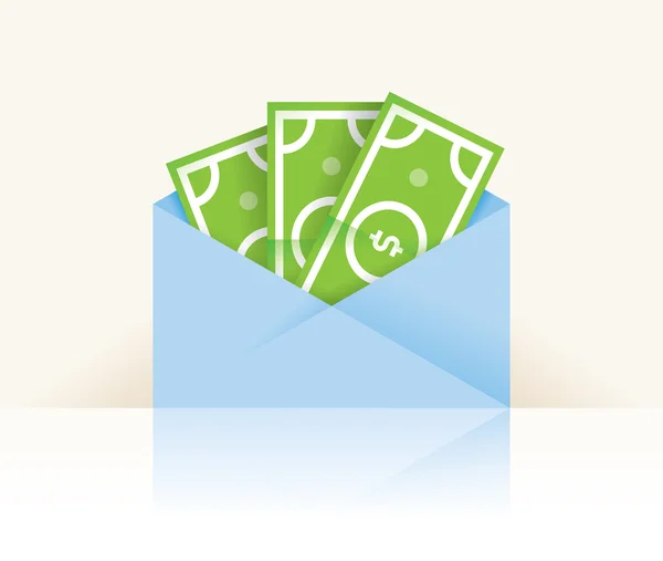 Argent - billets en espèces en dollars dans l'enveloppe — Image vectorielle