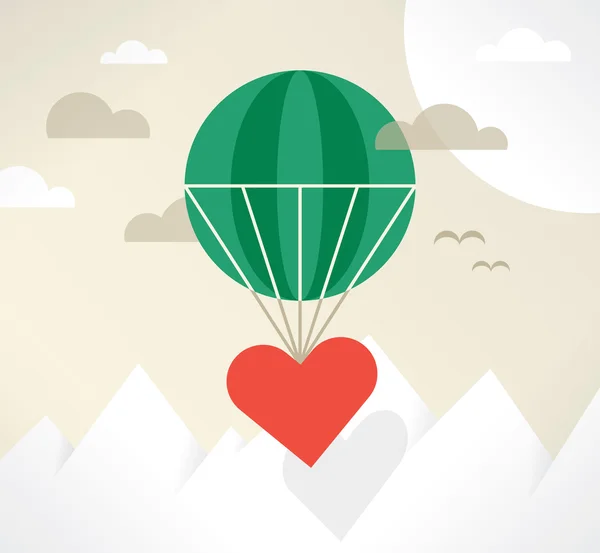 Szerelem ballon emelési szív — Stock Vector