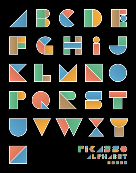 Popkonst stil "Picasso" alfabetet . — Stock vektor