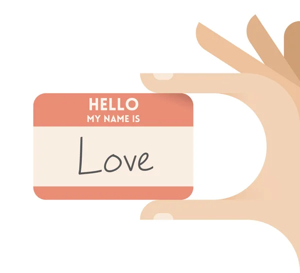 Card with text Hello my name is Love. — Stock Vector