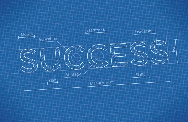 Business Blueprint con parola di successo . — Vettoriale Stock