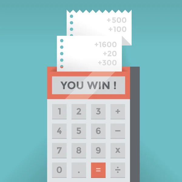 Calculator with  You win! text — Stock Vector