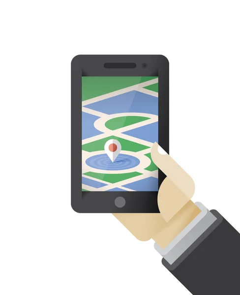 Mozgatható telefon-val navigációs Térkép — Stock Vector