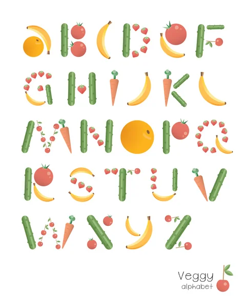 Vetor vegetariano alfabeto bonito —  Vetores de Stock