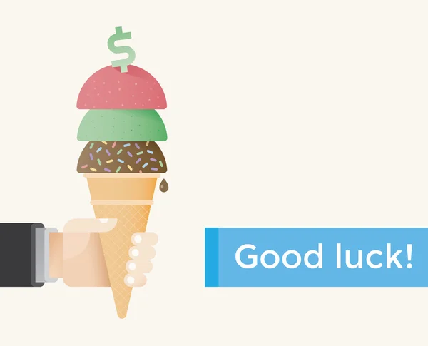 Морозиво з символом долара. Удачі ! — стоковий вектор