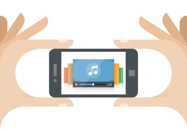 Mobiele telefoon met music player op het scherm. — Stockvector