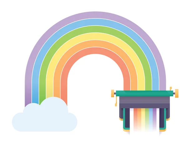 Abstraktní tiskárna s rainbow a mrak. — Stockový vektor