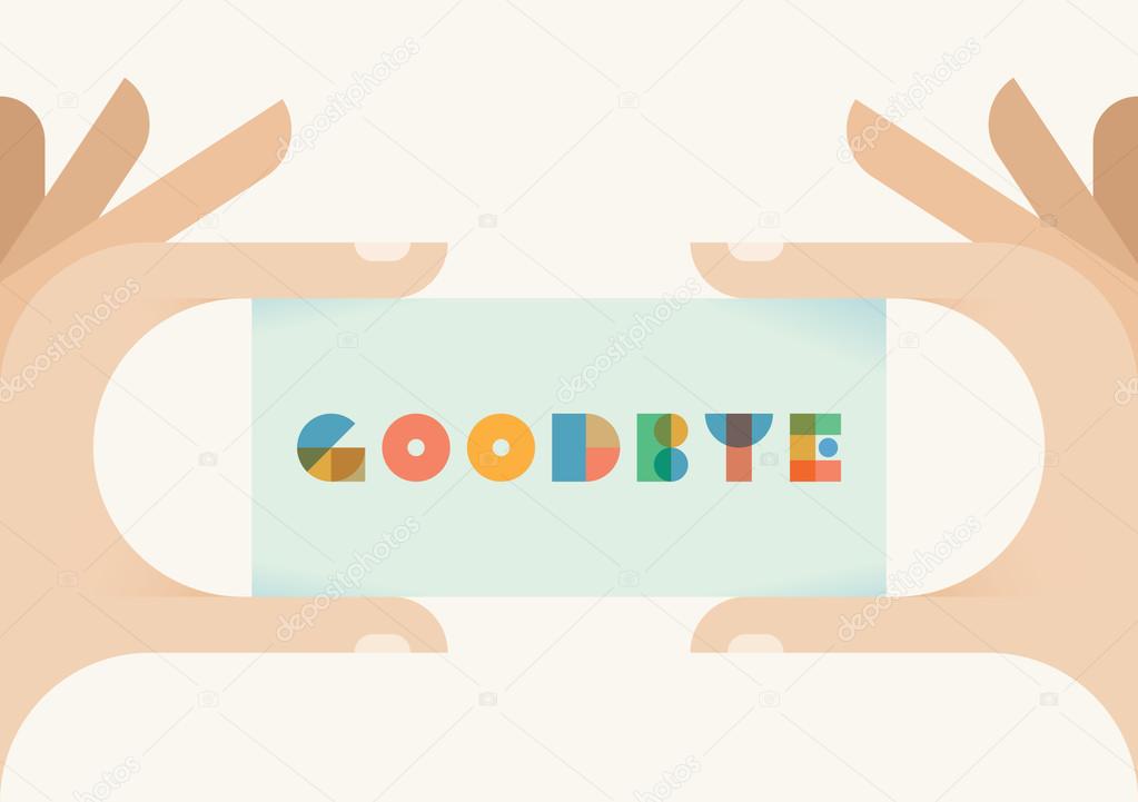 Paper card with text Goodbye