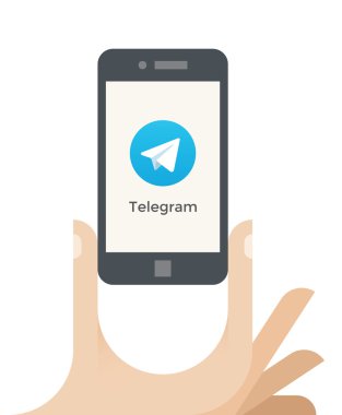 Seoul, Güney Kore - 14 Ağustos 2013: cep telefonu başlatılan sosyal ağ hizmeti telgraf üstünde belgili tanımlık perde ile holding insan eller.