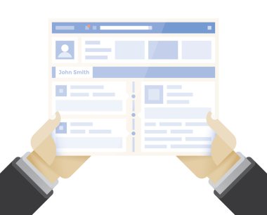 İş adamı sosyal ağ sitesiyle internet üzerinden iş sayfası tutuyor. Fikir - Modern ticarette sosyal ağ oluşturma ve yeni teknolojiler.