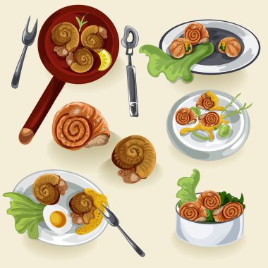 Escargots yemek seti