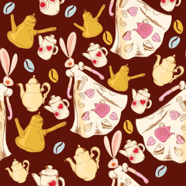 Tavşan deseni ile çay ve kahve