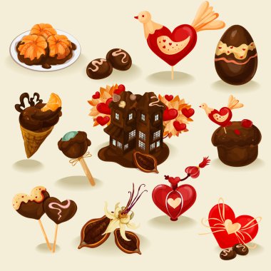Çikolata lezzetli Icons set