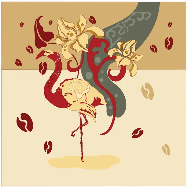 Plameňák vinobraní ilustrace — Stockový vektor