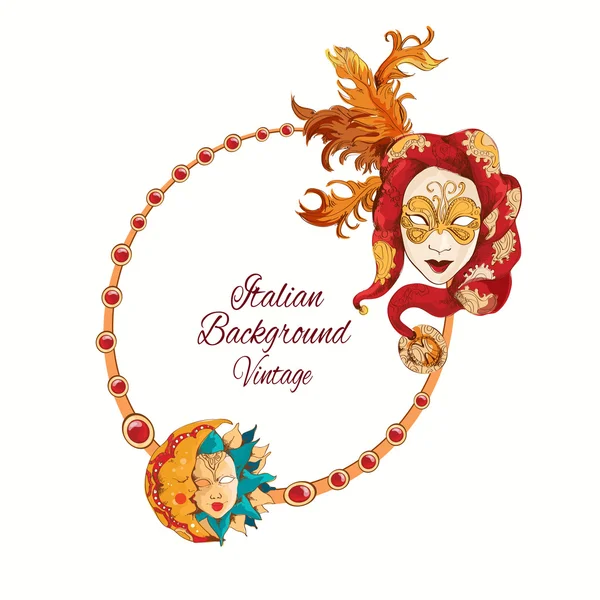 Venetian mask vintage set — Stock Vector