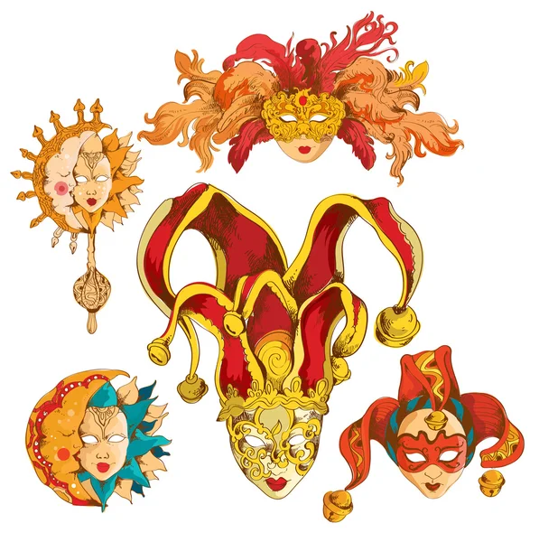 Venetian mask set — Stock Vector