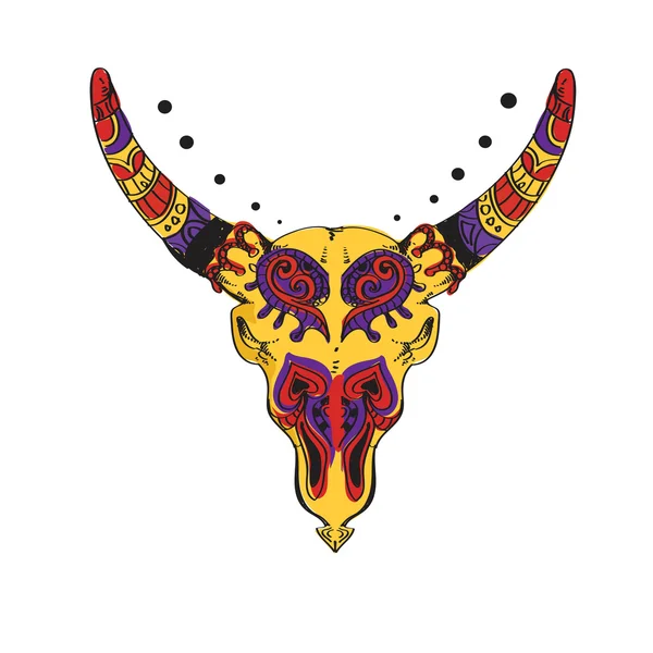 Gekleurde taurus decoratieve tribal teken — Stockvector