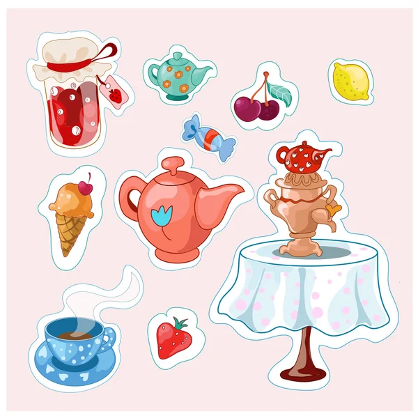 Cartoon tea set — Stock Vector