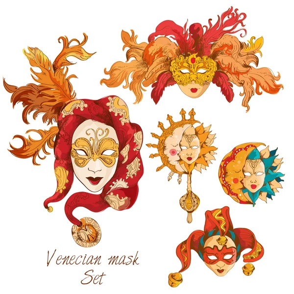 Conjunto de máscara veneziana — Vetor de Stock