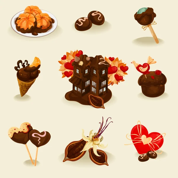 Chocolat savoureux icônes ensemble — Image vectorielle