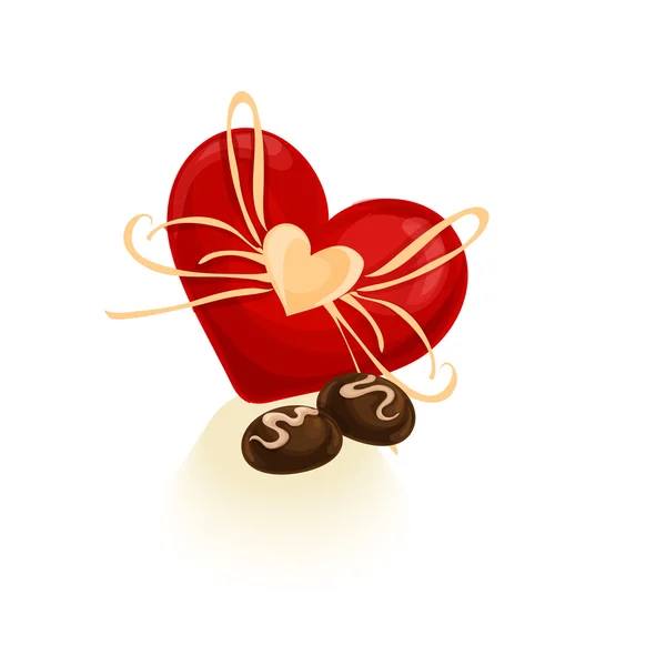 Caja de regalo de chocolate corazón — Vector de stock