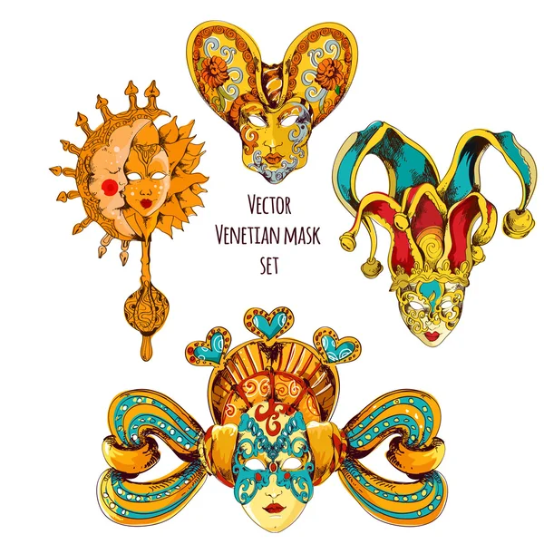 Venetian mask set — Stock Vector