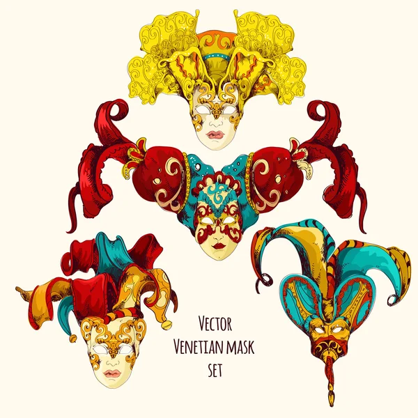 Venetian mask set — Stock Vector
