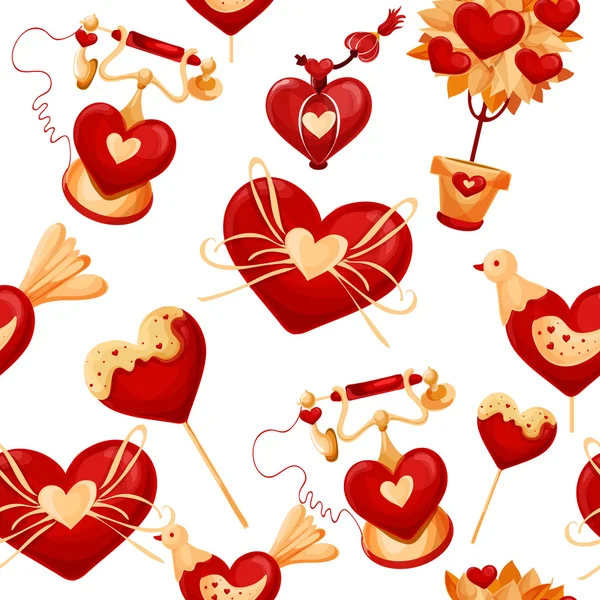 Vintage red hearts set — Stock Vector