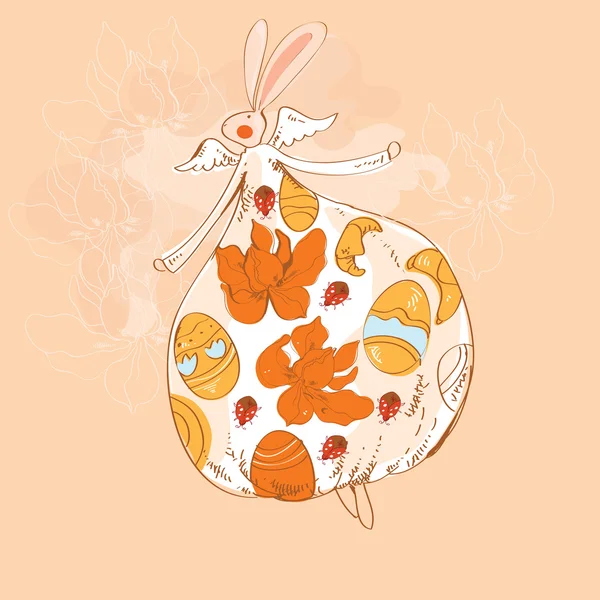 Lapin de Pâques aux œufs — Image vectorielle