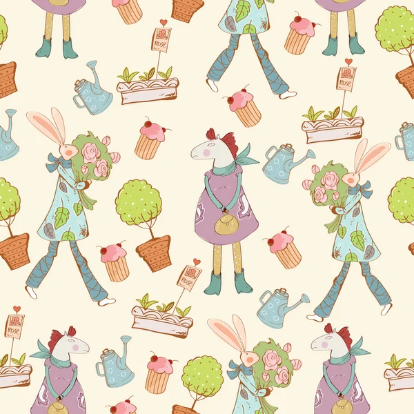 Set avec lapins de printemps — Image vectorielle