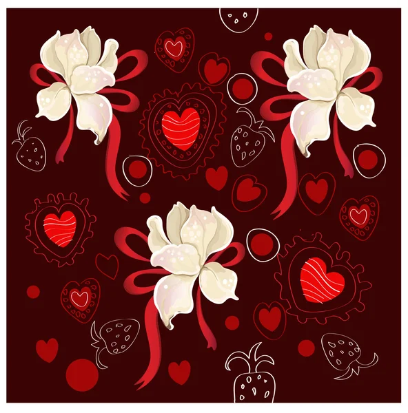 Magnolia with valentine elements — Stock Vector