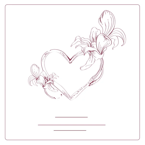 Floral heart with orchids — Stock Vector