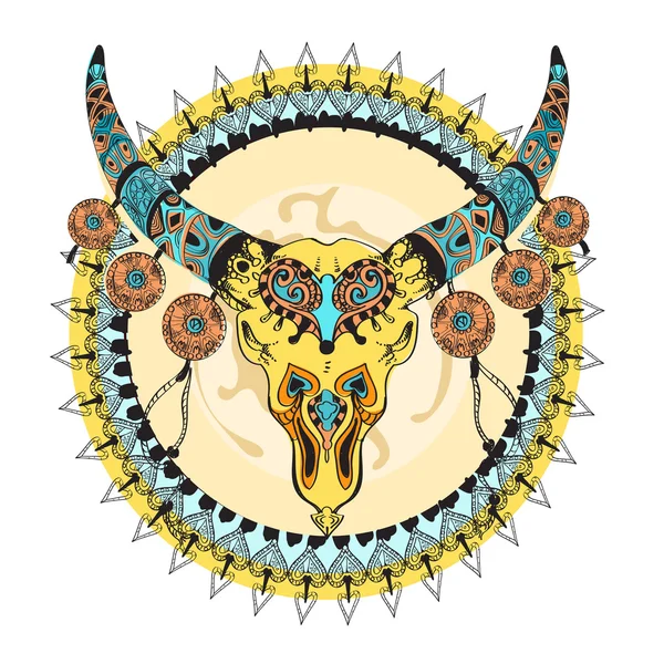 Taurus colorido signo tribal decorativo — Vetor de Stock