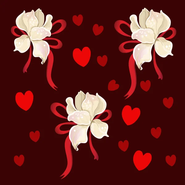Magnolie mit Valentin-Elementen — Stockvektor