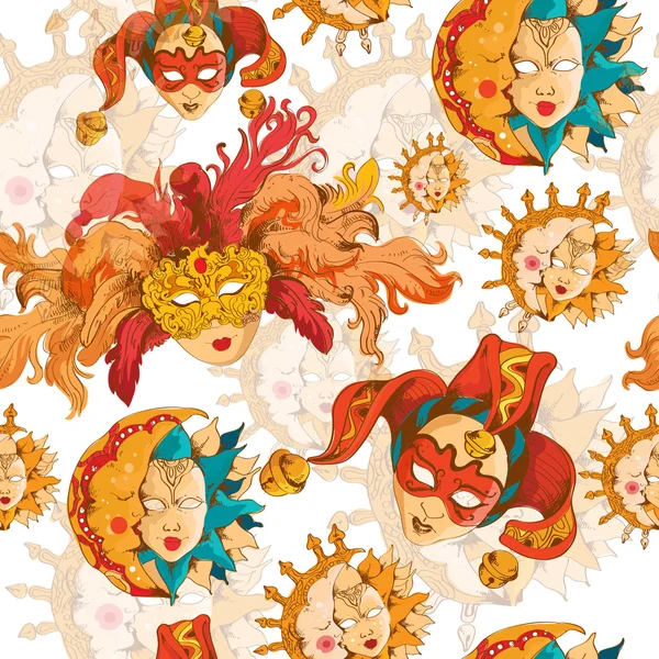 Muster venezianischer Masken lizenzfreie Stockillustrationen